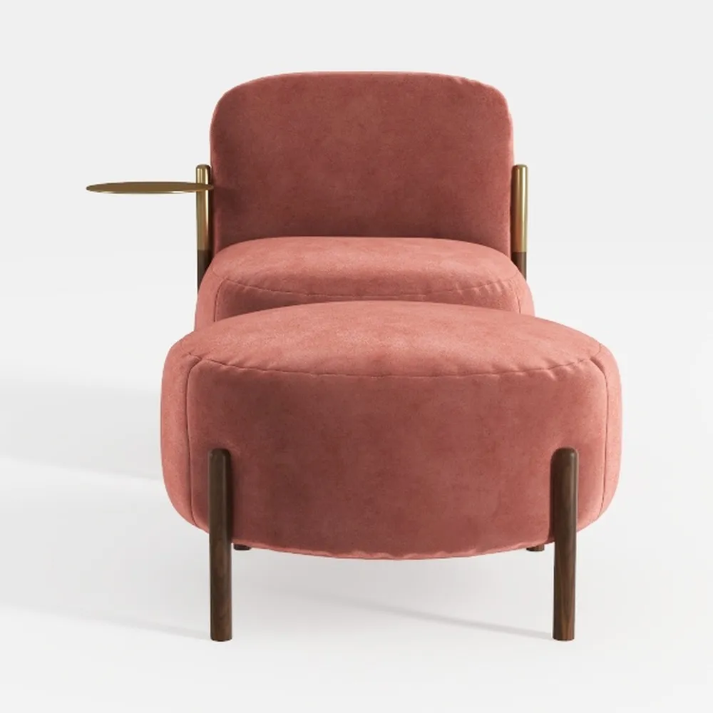 QQU Velvet Accent Chair with Ottoman Set for Livin