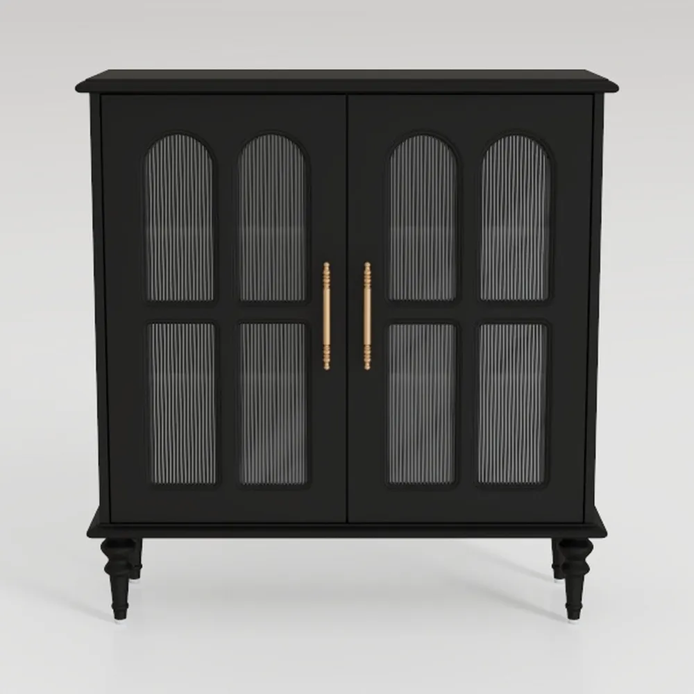 Vintage Buffet Sideboard with 4 Glass Doors, 48"