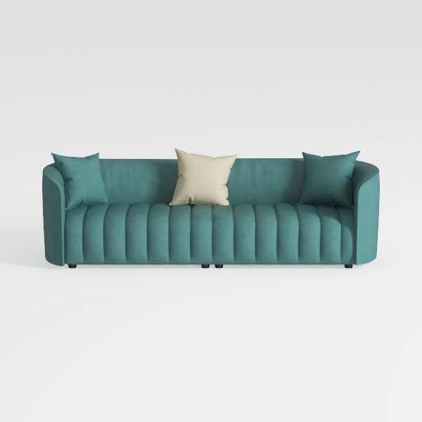 Velvet Couch With Extra Deep Seats, 3 Seater Sofa