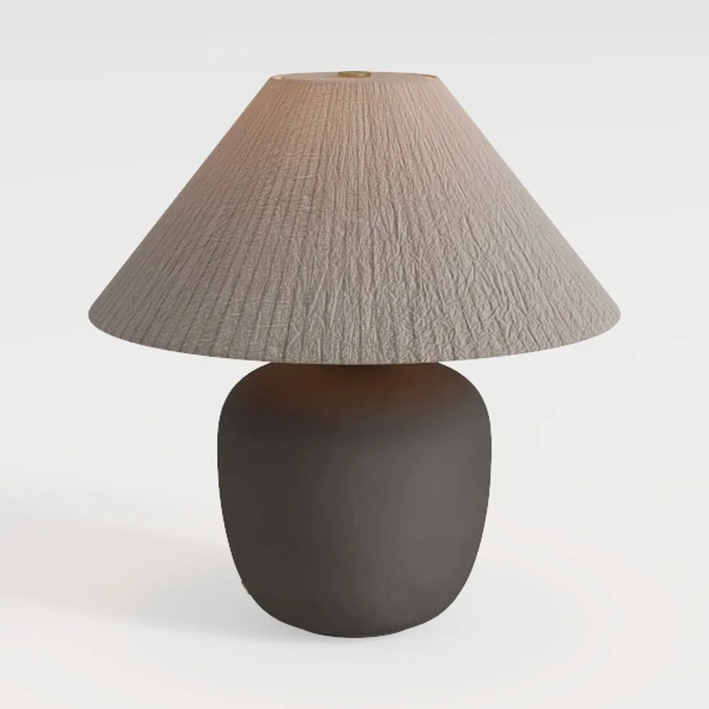 19.6'' Neutral Round Ceramic Table Lamp Rustic