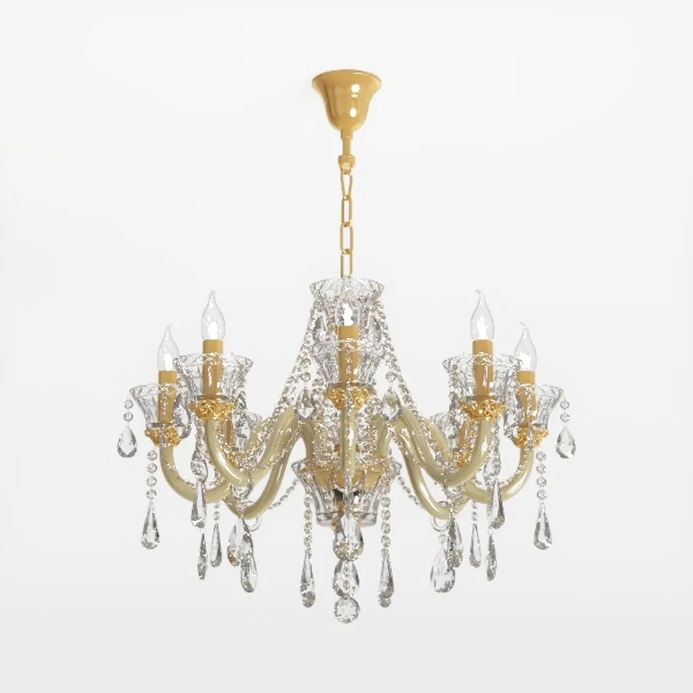 Ridgeyard 10-Light Crystal Chandelier Cognac/