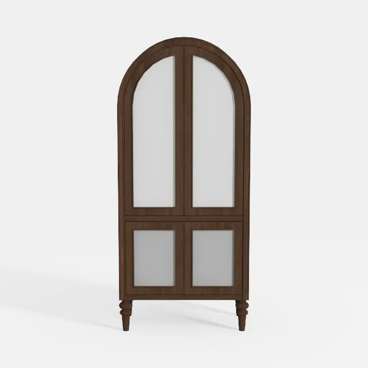 64.17 in Tall Arched Display Cabinet with Acrylic