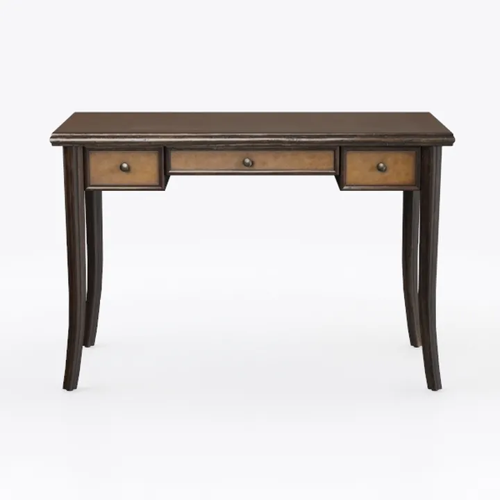 Vintage Solid Wood Three Drawer Writing Desk 3D Model
