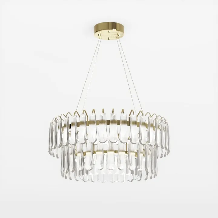 Contemporary Gold Metal Clear Crystal Chandelier 3D Model