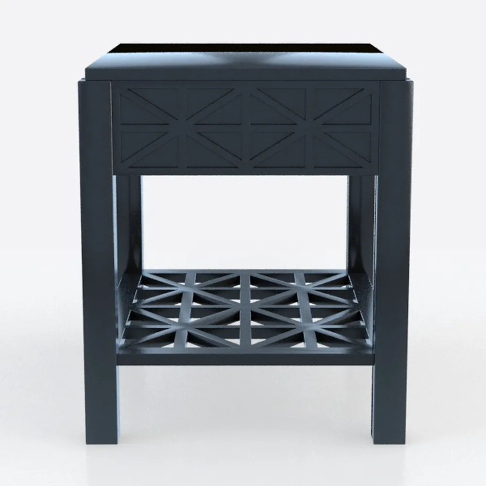 Louvered Door Nightstand Side Table Cabinet, Fully