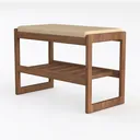 Minimalist Solid Wood Upholstered Entryway Bench With Lower Storage Shelf 3D Model Left 45 Degree View