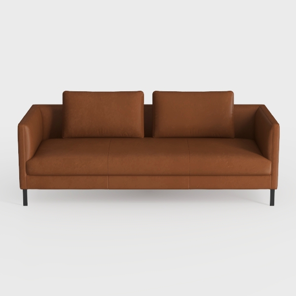 Valencia Varese 90&quot; Full Leather Couch Cognac Tan 
