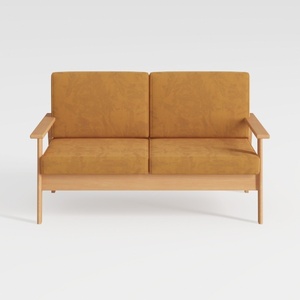 Modern Solid Wood Fabric Loveseat 3D Model