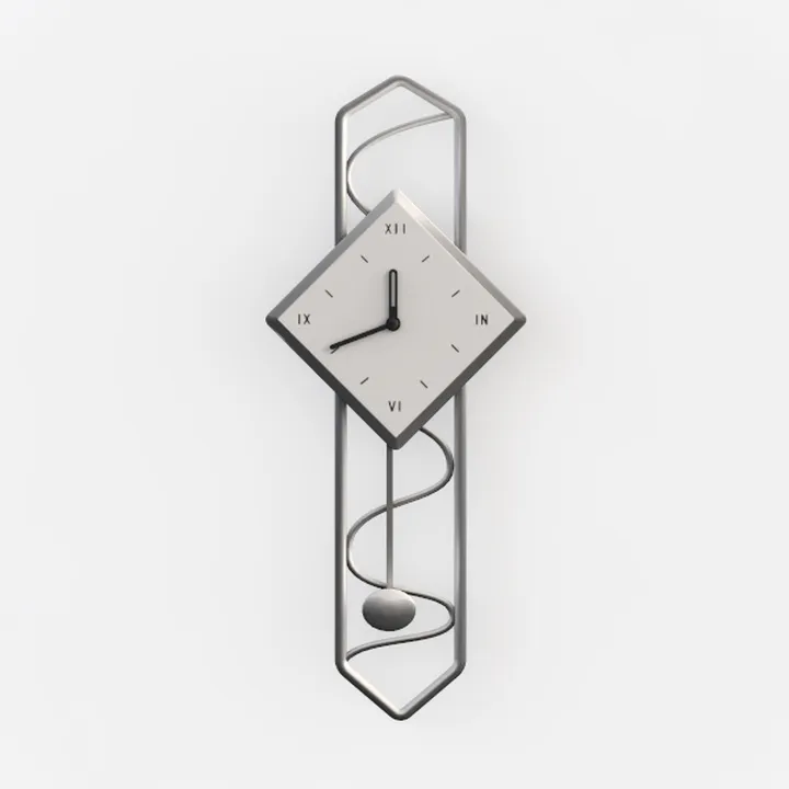 Modern Metal Geometric Pendulum Wall Clock 3D Model