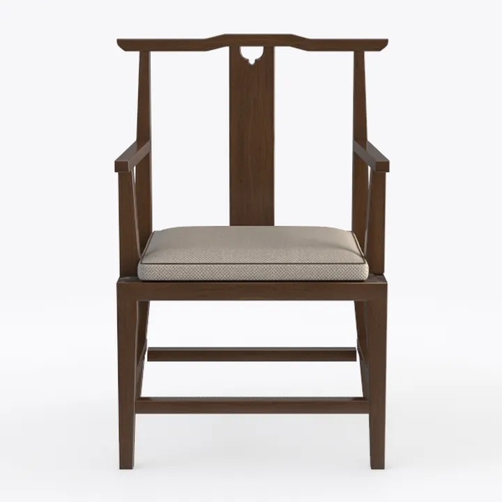 Minimalist Solid Wood Linen Upholstered Armchair 3D Model