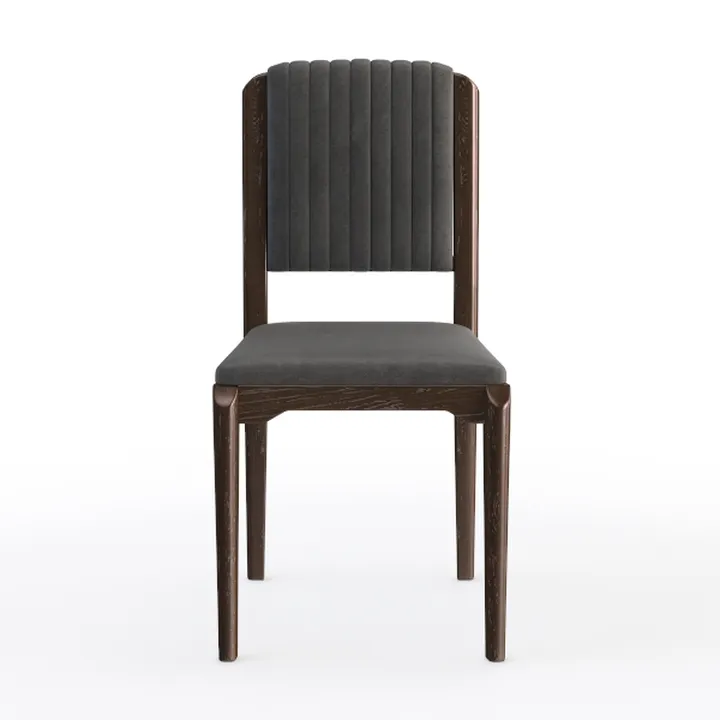 Modern Dark Walnut Fabric Upholstered Dining Chair 3D Model