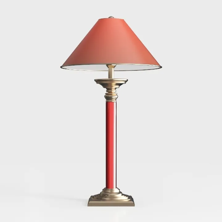 Classic Red Gold Metal Fabric Table Lamp 3D Model
