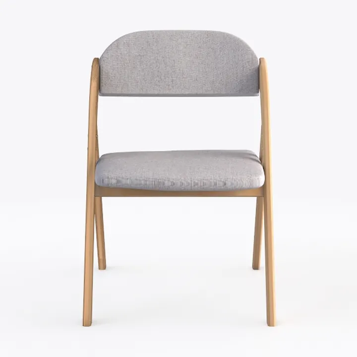 Minimalist Solid Wood Fabric Dining Chair 3D Model