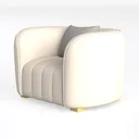 Modern Minimalist Cream Fabric Channel Tufted Armchair 3D Model Left 45 Degree View