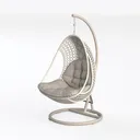 Minimalist White Rattan Fabric Hanging Egg Chair 3D Model Left 45 Degree View