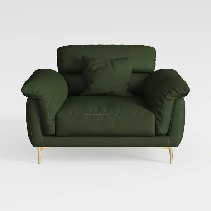 Modern Dark Green Fabric Armchair With Gold Metal Legs 3D Model