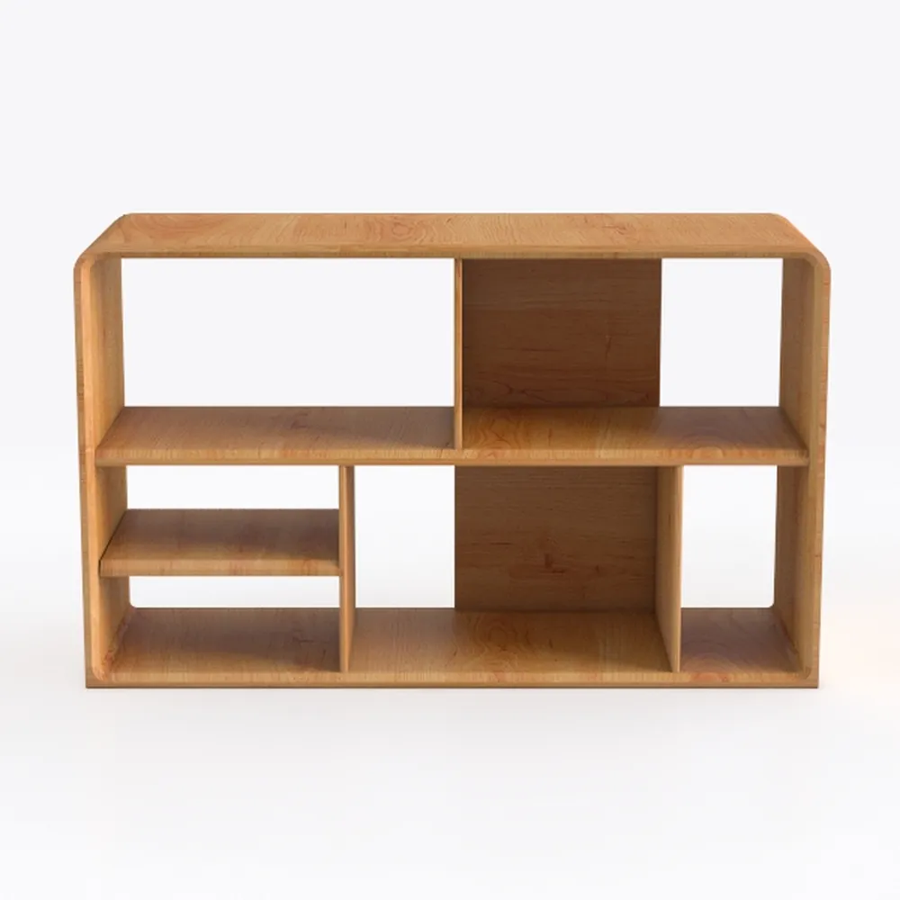 Rubber Wood 5-Compartment Montessori Shelf, 35.4"