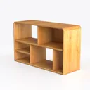 Rubber Wood 5-Compartment Montessori Shelf, 35.4" Left 45 Degree View