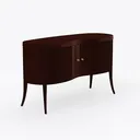 Modern Luxury Walnut Fluted Curved Sideboard Cabinet 3D Model Right 45 Degree View