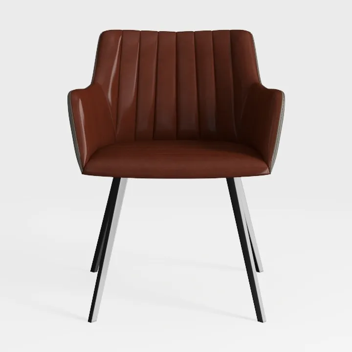 Brown Leather Dining Chairs Set of 4 Upholstered