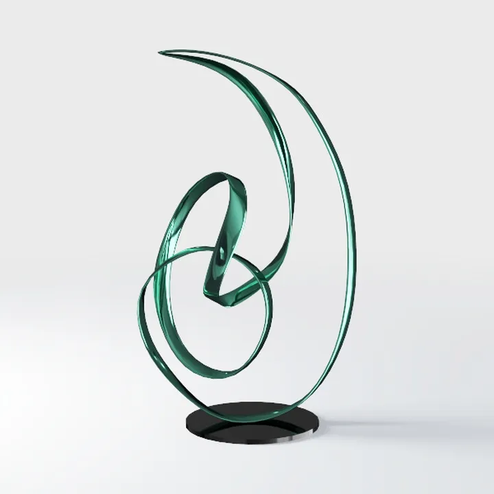 Modern Teal Polished Metal Abstract Table Sculpture 3D Model