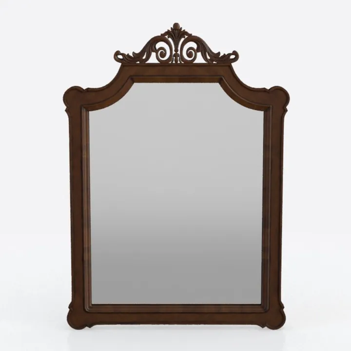 Vintage Carved Walnut Wall Mirror 3D Model