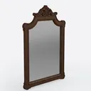 Vintage Carved Walnut Wall Mirror 3D Model Right 45 Degree View