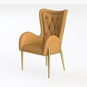 Modern Tufted Leather Gold Metal Armchair 3D Model Left 45 Degree View