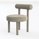 Minimalist Modern Velvet Upholstered Round Accent Chair 3D Model Left 45 Degree View