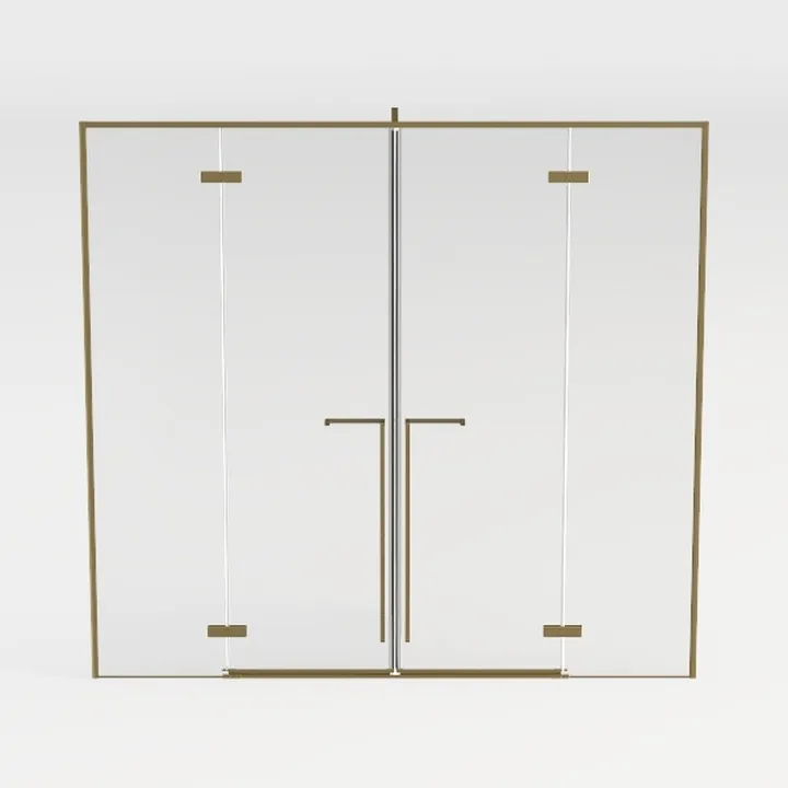 Modern Brass Glass Double Swing Shower Door 3D Model