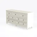 Minimalist White Solid Wood 7 Drawer Dresser 3D Model Left 45 Degree View