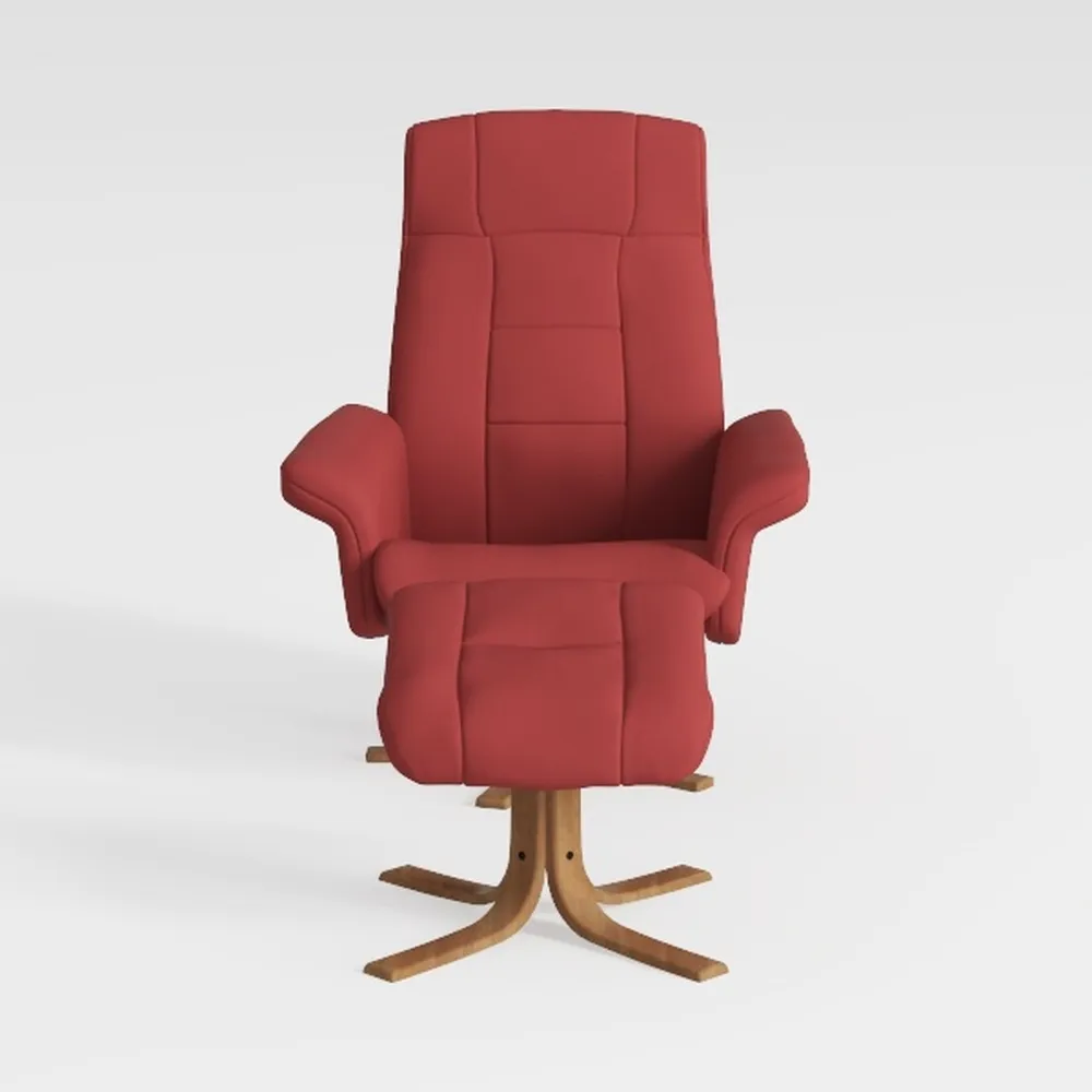 Ouray Red Leather Upholstery Manual Swivel Glider 