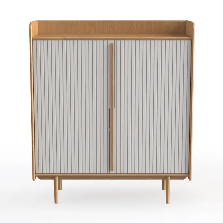 Minimalist Japandi Solid Wood Flap Door Storage Cabinet 3D Model