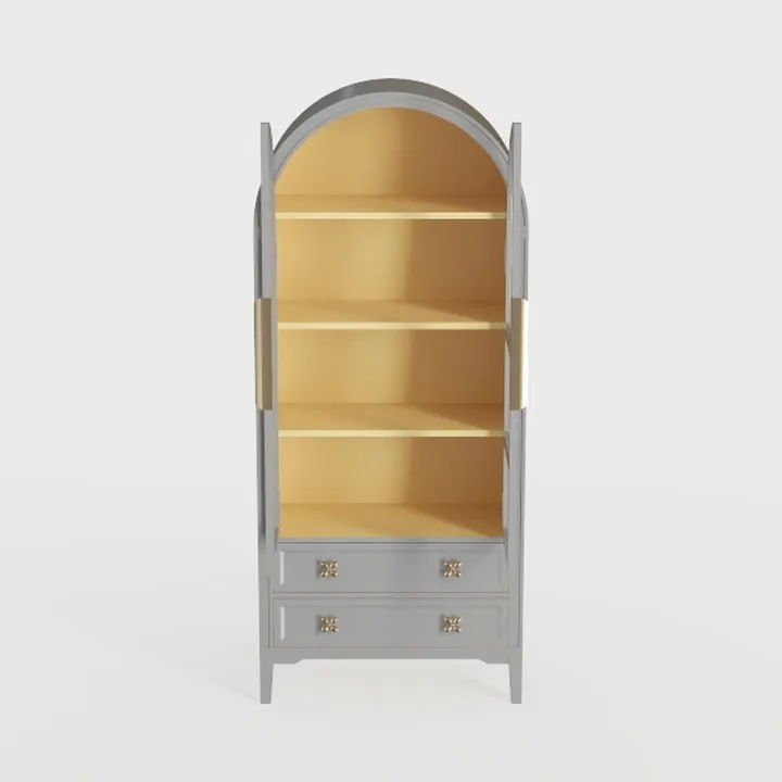 71" Tall Arched Kitchen Pantry Cabinet, Modern