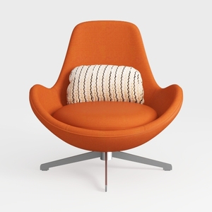 Modern Orange Fabric Swivel Armchair 3D Model