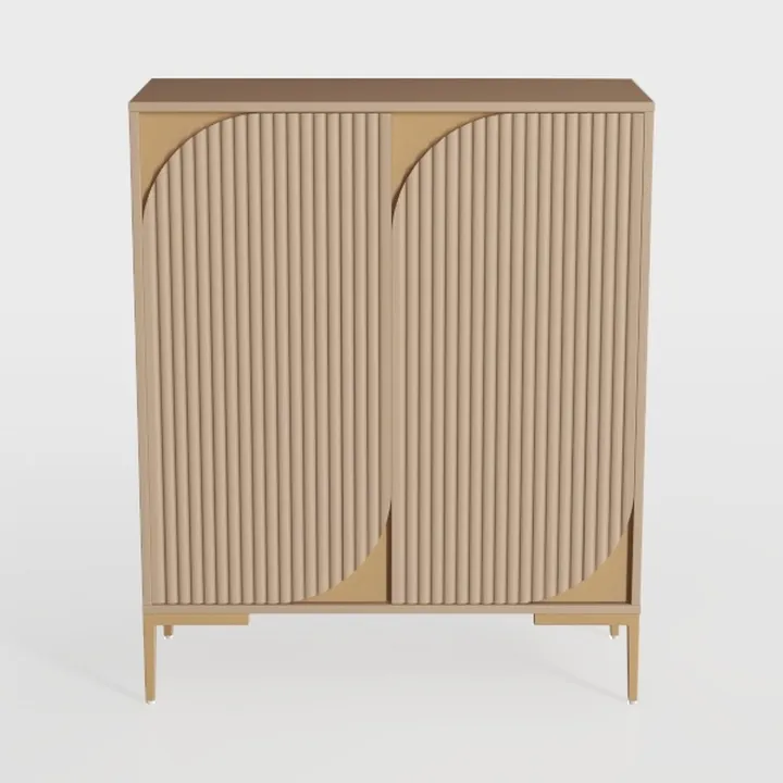 Modern Corner Cabinet, Fluted Small Floor Storage