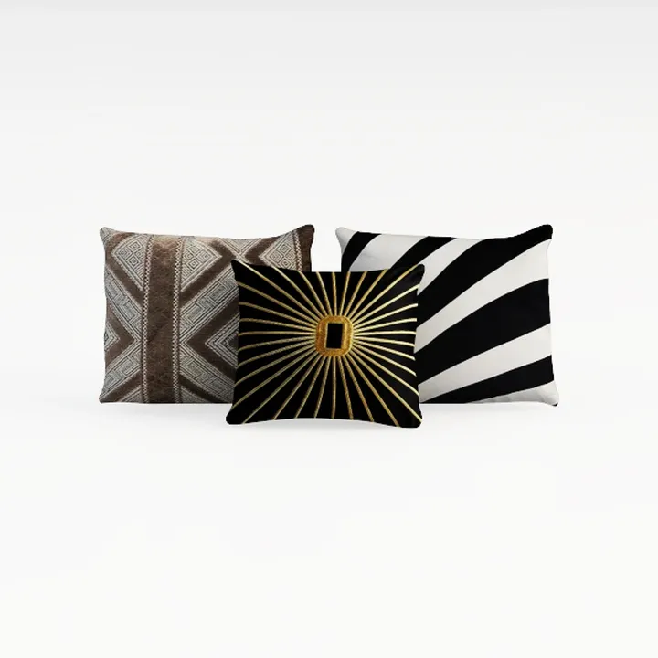 Yangest Black Square Pillow Cover Cut Velvet Zebra