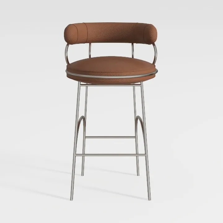 Modern Leather Upholstered Metal Frame Bar Stool 3D Model