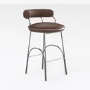 Modern Leather Upholstered Metal Frame Bar Stool 3D Model Right 45 Degree View