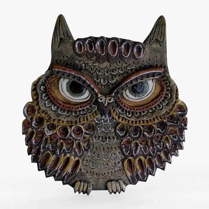 Vintage Handcrafted Ceramic Owl Wall Decor 3D Model