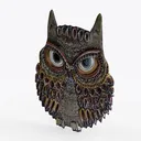 Vintage Handcrafted Ceramic Owl Wall Decor 3D Model Left 45 Degree View