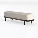 Minimalist Fabric Upholstered Bedroom Entryway Bench 3D Model Left 45 Degree View