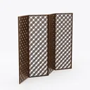 Solid Wood Geometric Lattice Room Divider Screen 3D Model Right 45 Degree View
