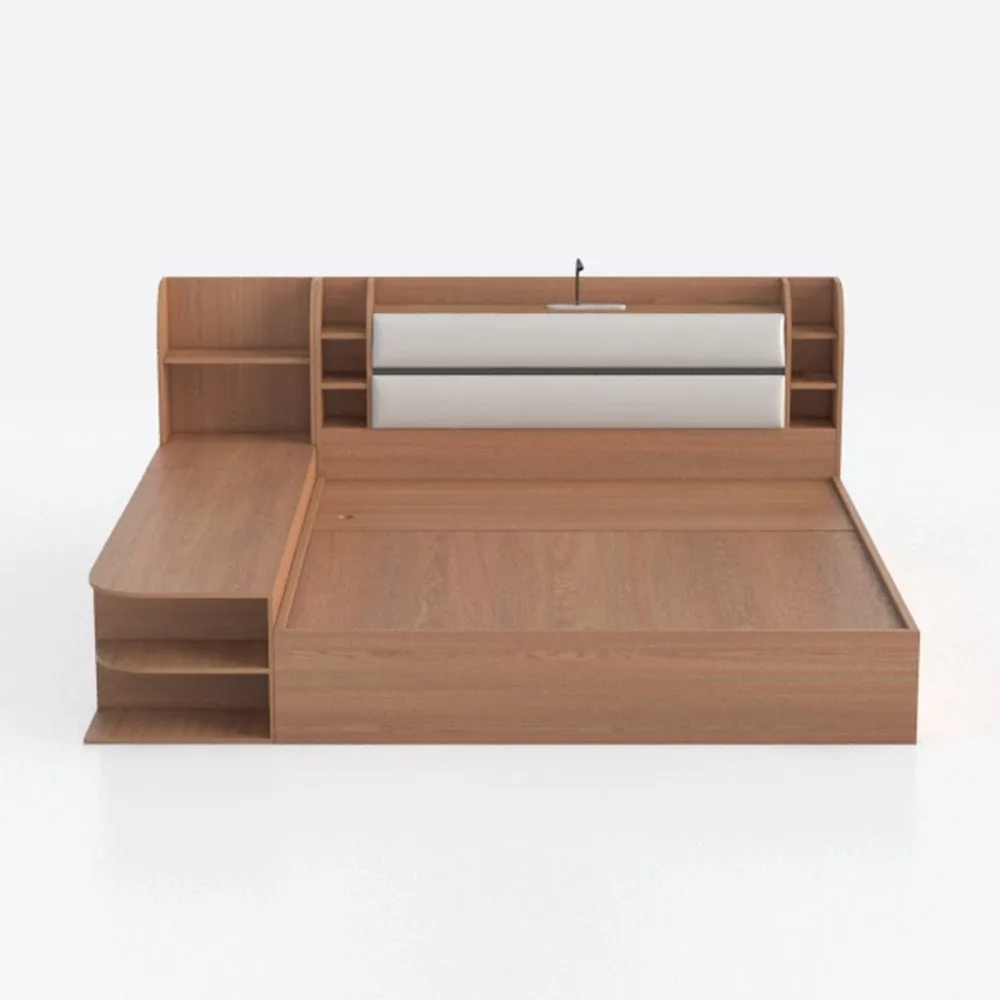 BOWERY HILL Walnut Brown Finished Wood Queen Size