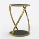 LITTLE TREE White Faux Marble Round End Table with Right 45 Degree View