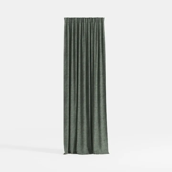 Minimalist Linen Dark Green Window Curtain 3D Model