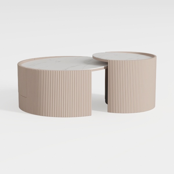 POVISON Mid Century Modern Round Coffee Table with