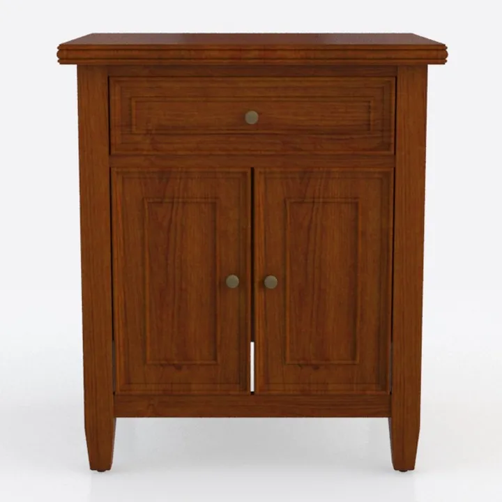 Traditional Solid Wood Nightstand With Drawer And Double Doors 3D Model