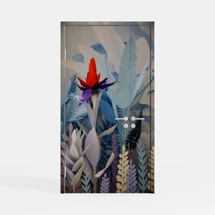 Art Deco Tropical Printed Interior Door 3D Model