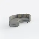 Minimalist Fabric Curved Sectional Sofa with Throw Pillows 3D Model Right 45 Degree View